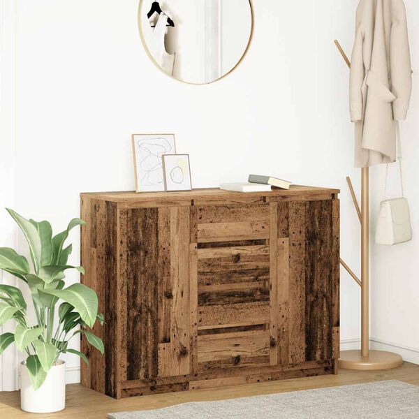 vidaXL Skänk med lådor gammalt trä 100,5x35x76 cm konstruerat trä