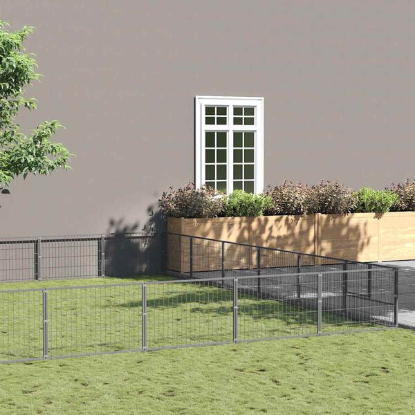vidaXL Hundg&aring;rd silver 42 m&sup2; st&aring;l