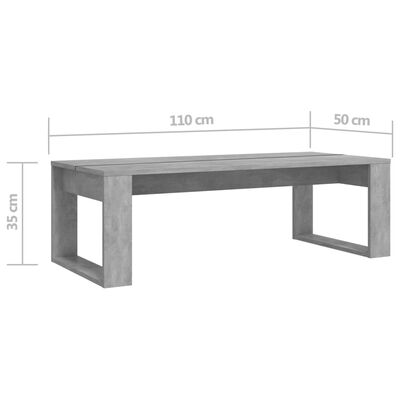 vidaXL Soffbord betonggrå 110x50x35 cm konstruerat trä