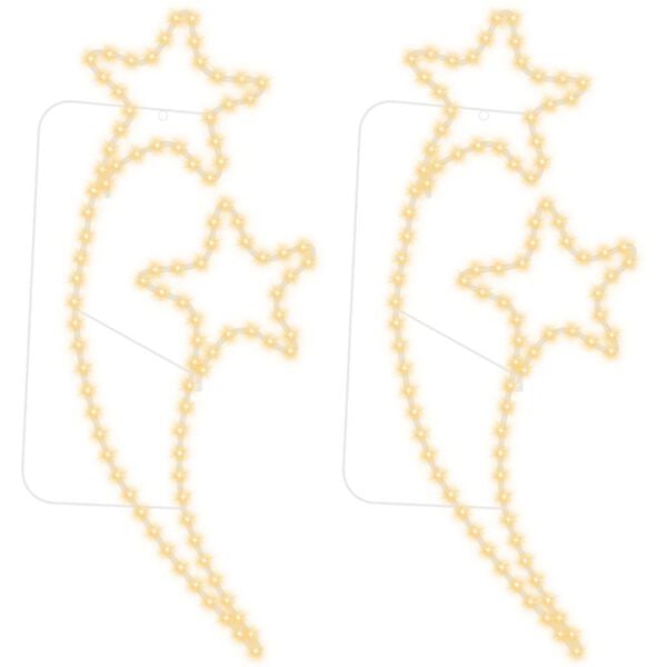 vidaXL Stj&auml;rnformade ljusslingor 2 st varmvit 125,5x53x4,5 cm