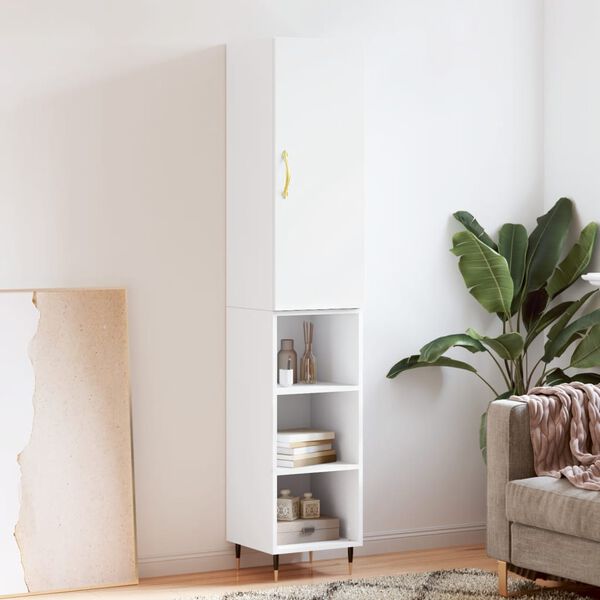 vidaXL H&ouml;gsk&aring;p vit 34,5x34x180 cm konstruerat tr&auml;