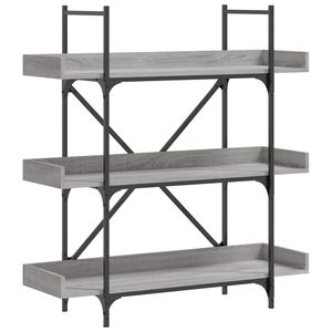 vidaXL Bokhylla 3 hyllplan gr&aring; sonoma 100x33x108,5 cm konstruerat tr&auml;
