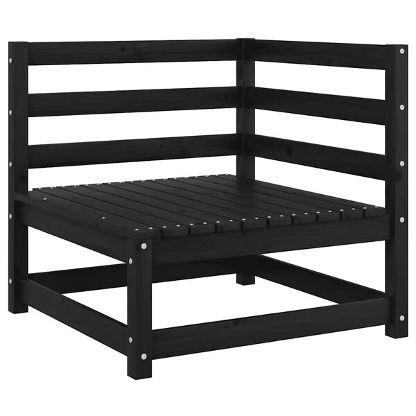 vidaXL Tr&auml;dg&aring;rdssoffa 2-sits med dynor svart massiv furu