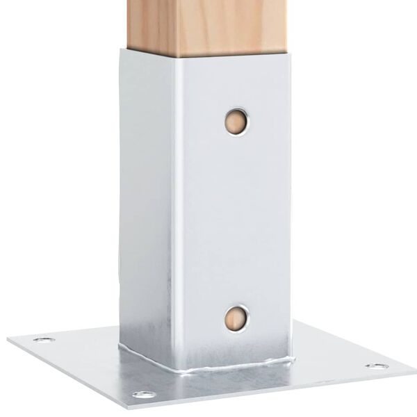 vidaXL Stolpbaser, fyrkantiga 12 delar, silver galvaniserat stål