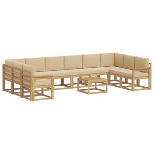 vidaXL Utomhussoffset med kudde 11 pcs Vit och Beige