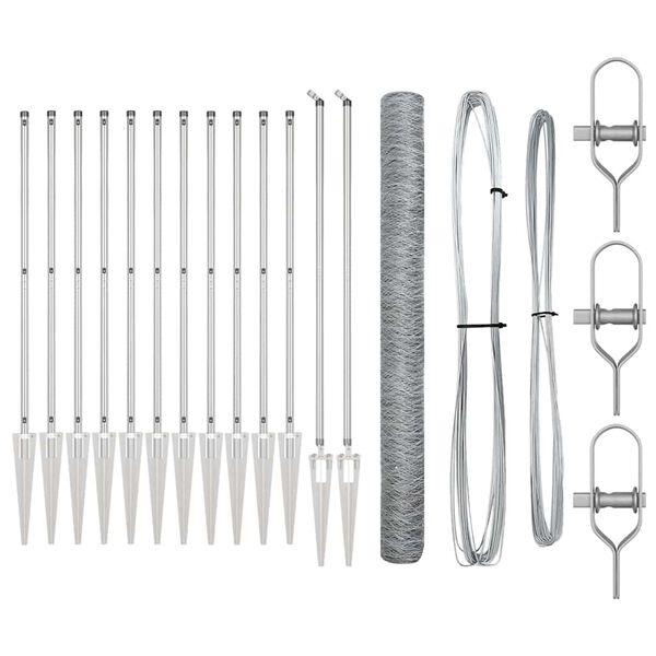 vidaXL St&auml;ngselstolpe Silver 25 x 1,6 m (36 mm n&auml;t) St&aring;l