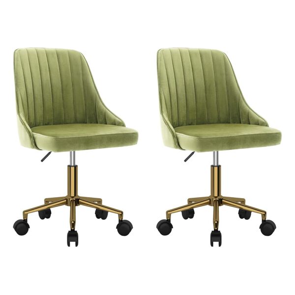 vidaXL Snurrbara matstolar 2 st ljusgr&ouml;n sammet