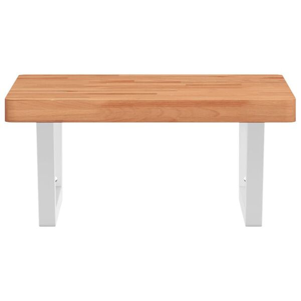 vidaXL V&auml;ggmonterad handfatshylla st&aring;l och massiv bok