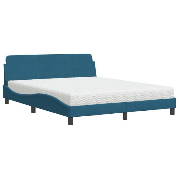 vidaXL Bed with Mattress "Dover" Blue 160x200 cm Velvet