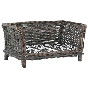 vidaXL Hundkorg med dyna gr&aring; 50x33x30 cm naturlig pil