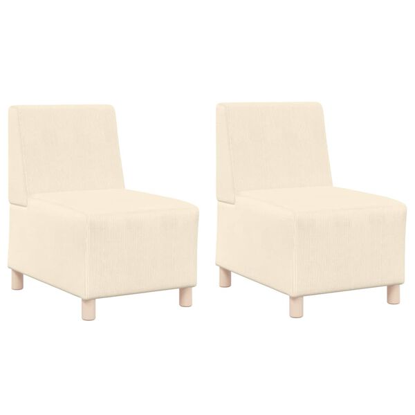 vidaXL Modulsofa utan armst&ouml;d 2 pcs Kr&auml;m 55 x 74 x 82 cm Kordread tyg