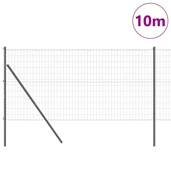 vidaXL St&auml;ngsel med stolpe Gr&aring; 1 x 10 m St&aring;l och PVC