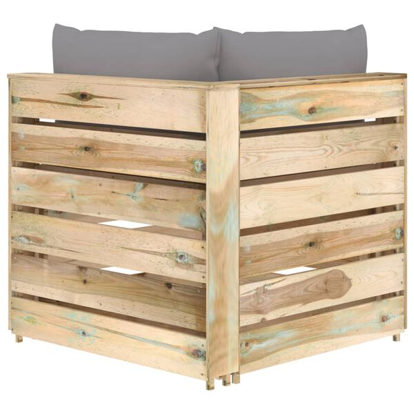 vidaXL H&ouml;rnsektion med dynor till pallsoffa tryckimpregnerat tr&auml;
