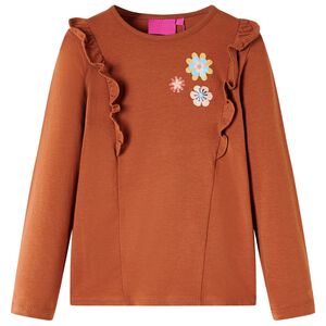 T-shirt med l&aring;nga &auml;rmar f&ouml;r barn konjaksbrun 104