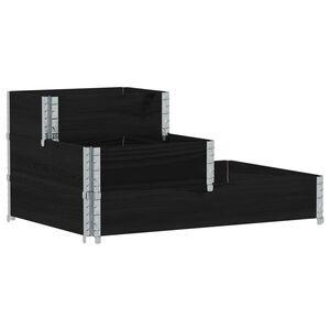 vidaXL Pallkrage 3 niv&aring;er svart 120x80 cm massiv furu