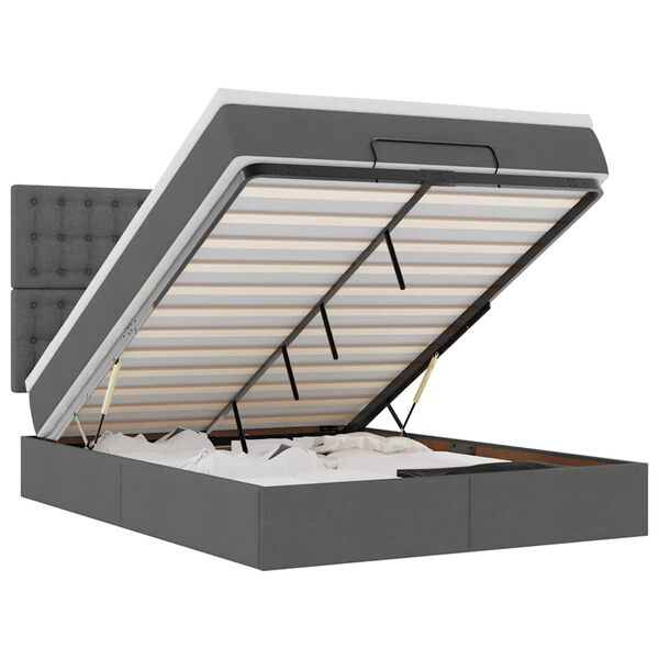 vidaXL Ottoman s&auml;ngram med madrass m&ouml;rkgr&aring; 140x200 cm tyg