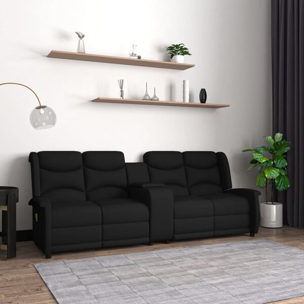 vidaXL Massagef&aring;t&ouml;lj med kopph&aring;llare 4-sits svart