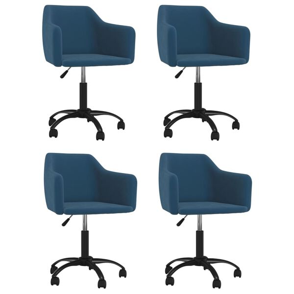vidaXL Snurrbara matstolar 4 st bl&aring; sammet