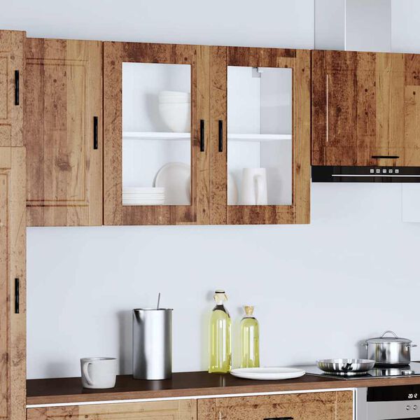 vidaXL V&auml;ggsk&aring;p f&ouml;r k&ouml;k med glasd&ouml;rr Porto &aring;ldrat tr&auml;