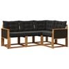 vidaXL Utomhussoffset med kudde 4 pcs Naturlig och svart
