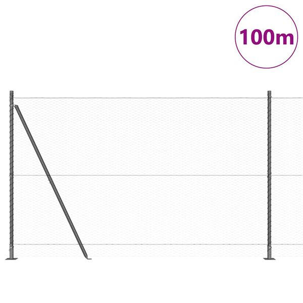 vidaXL St&auml;ngselstolpe Gr&aring; 100 x 1,5 m (25 mm maska) St&aring;l och PVC