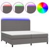 vidaXL Rams&auml;ng med madrass & LED gr&aring; 200x200 cm konstl&auml;der