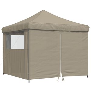 vidaXL Pop-Up hopf&auml;llbart partyt&auml;lt med 4 sidov&auml;ggar taupe