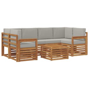 vidaXL Utomhussoffset 7 pcs Naturlig och Ljus Gr&aring; Massivt Akaciatr&auml;
