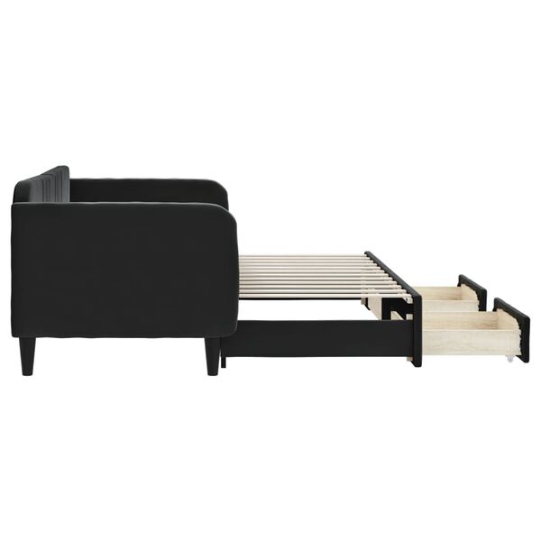vidaXL Dagbädd utdragbar med lådor svart 80x200 cm sammet