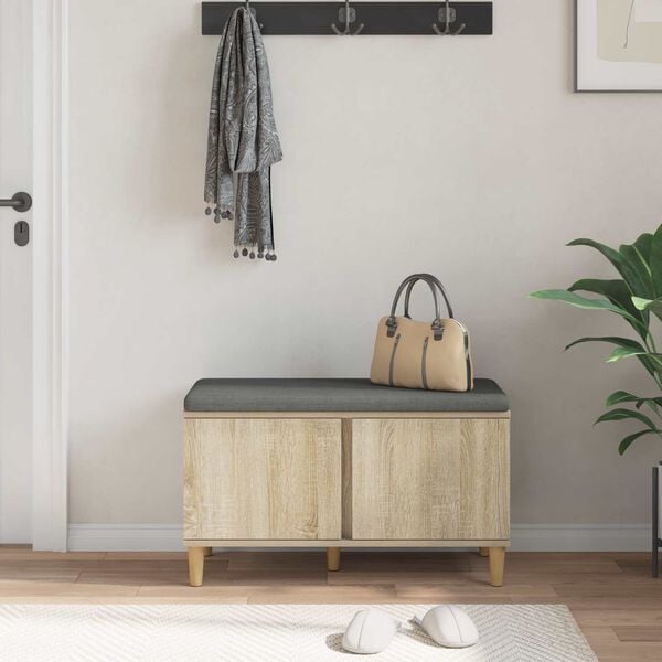 vidaXL Hallb&auml;nk med kudde med lagring Sonoma-ek 80 x 38 x 46 cm
