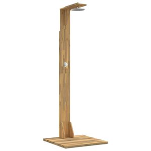 vidaXL Utomhus Dusch 219 cm Massiv akaciatr&auml; och rostfritt st&aring;l Vit