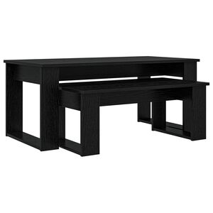 vidaXL Kaffebordsset 2 pcs Svart Ek Konstruerat tr&auml;