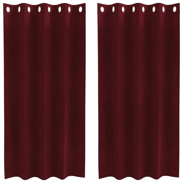 vidaXL M&ouml;rkl&auml;ggningsgardiner 2 pcs Vinr&ouml;d 140 x 175 cm Sammet