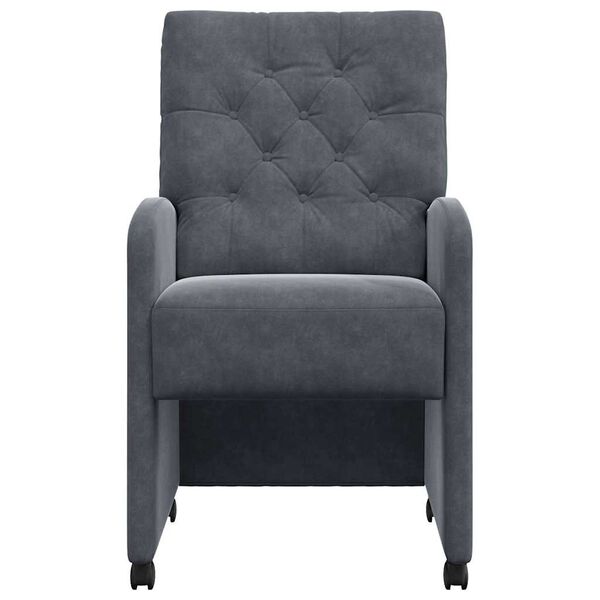 vidaXL Matstolar med hjul 2 pcs M&ouml;rkgr&aring; 58 x 67 x 97 cm Sammet