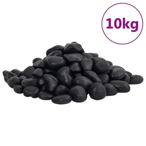 vidaXL Polerad sm&aring;sten 10 kg svart 2-5 cm