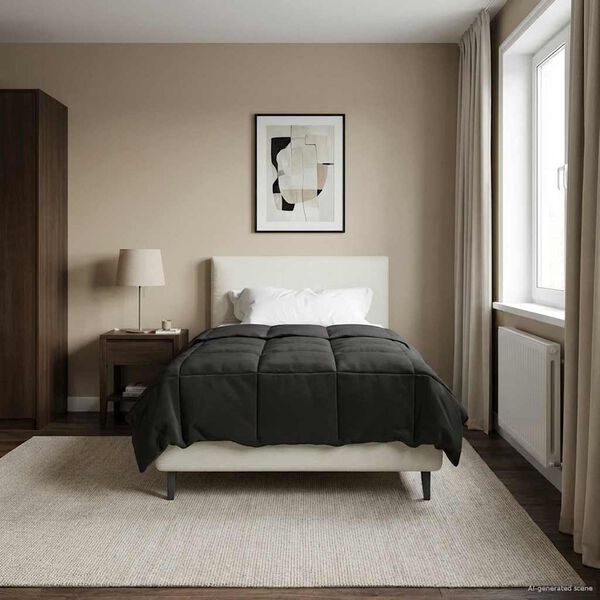 vidaXL Sommar Duvet Quiltad Antracit 135 x 200 cm Mikrofiber