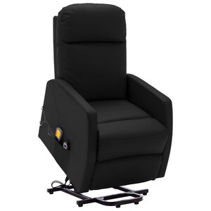 vidaXL Massagef&aring;t&ouml;lj med uppresningshj&auml;lp svart konstl&auml;der