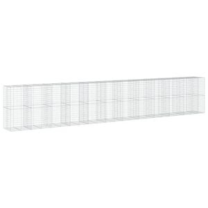vidaXL Gabionkorg med skydd 1150x100x200 cm galvaniserat j&auml;rn