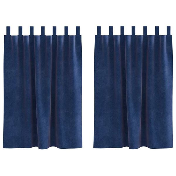 vidaXL M&ouml;rkl&auml;ggningsgardiner 2 pcs M&ouml;rkbl&aring; 140 x 140 cm Sammet