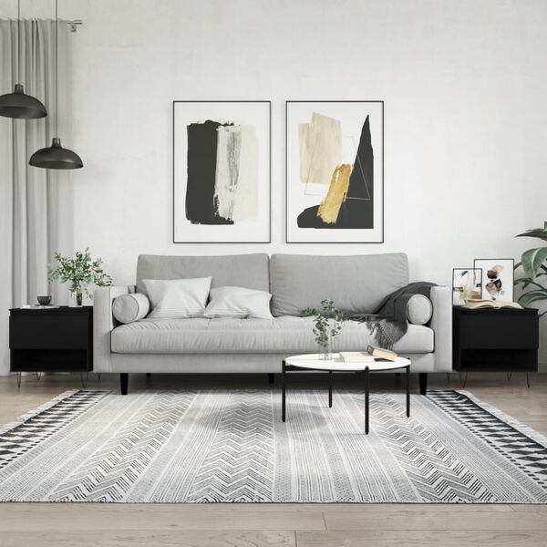 vidaXL Soffbord 2 st svart 50x46x50 cm konstruerat tr&auml;
