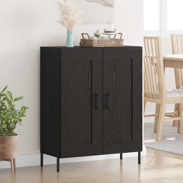 vidaXL Sideboard Svart Ek 69,5 x 34 x 90 cm Konstruerat tr&auml; och j&auml;rn