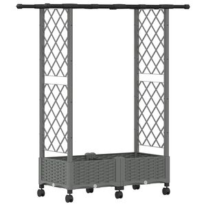 vidaXL Upph&ouml;jd B&auml;dd med Spalj&eacute; och Tak Ljusgr&aring; 122,5 x 40 x 127 cm PP