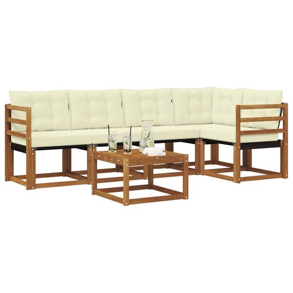 vidaXL Utomhussoffset med kudde 6 pcs Naturlig och Beige