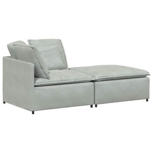 vidaXL Modulsoffa med fotpall och dynor sammet ljusgr&aring;