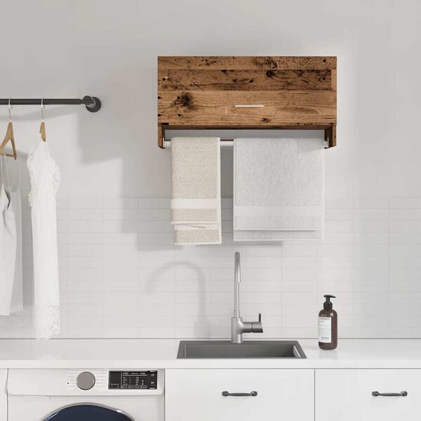 vidaXL Garderob åldrat trä 70x32,5x35 cm konstruerat trä