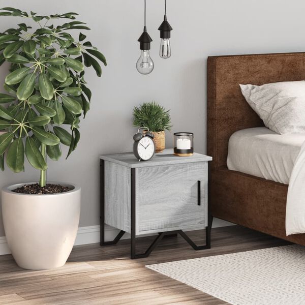 vidaXL S&auml;ngbord gr&aring; sonoma 40x30x40 cm konstruerat tr&auml;