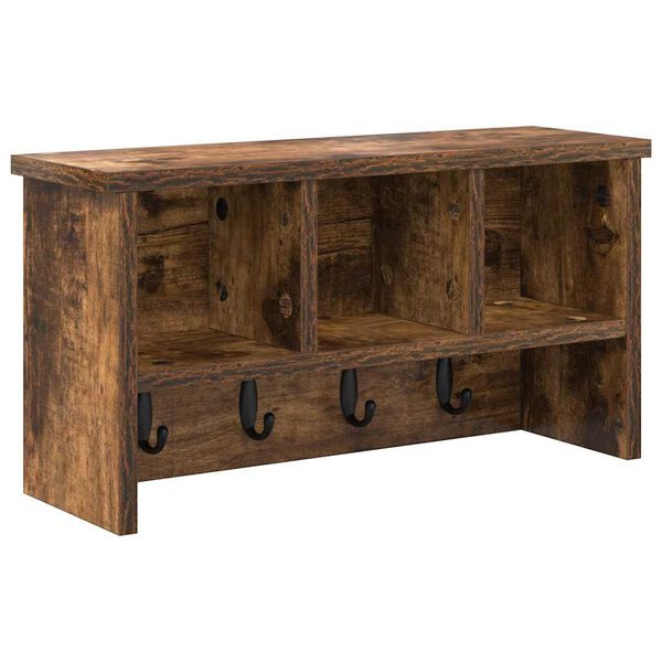 vidaXL V&auml;ggmonterad Kl&auml;dh&auml;ngare med hylla R&ouml;kt ek 50 x 16 x 26 cm