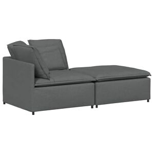 vidaXL Modulsoffa med fotpall och dynor m&ouml;rkgr&aring;