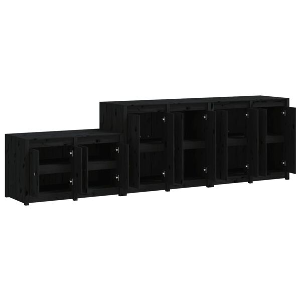 vidaXL K&ouml;kssk&aring;p f&ouml;r utomhusbruk 3 st svart massiv furu