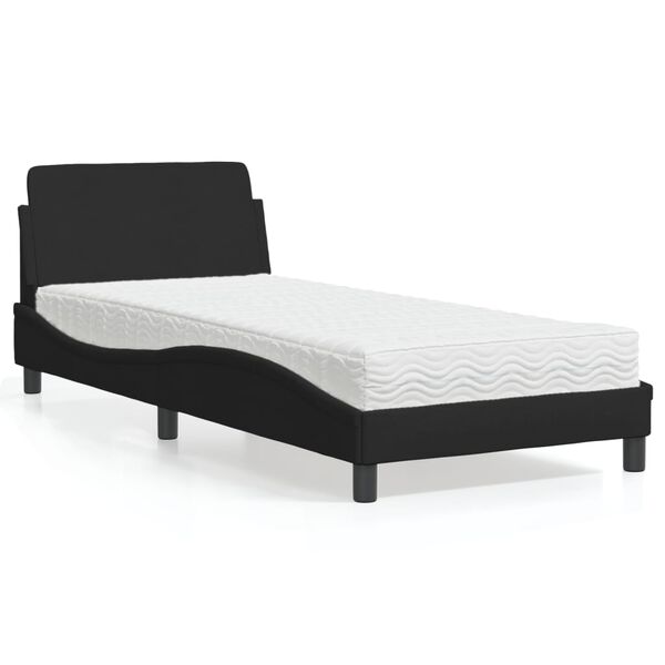 vidaXL Bed with Mattress "Dover" Black 90x200 cm Fabric
